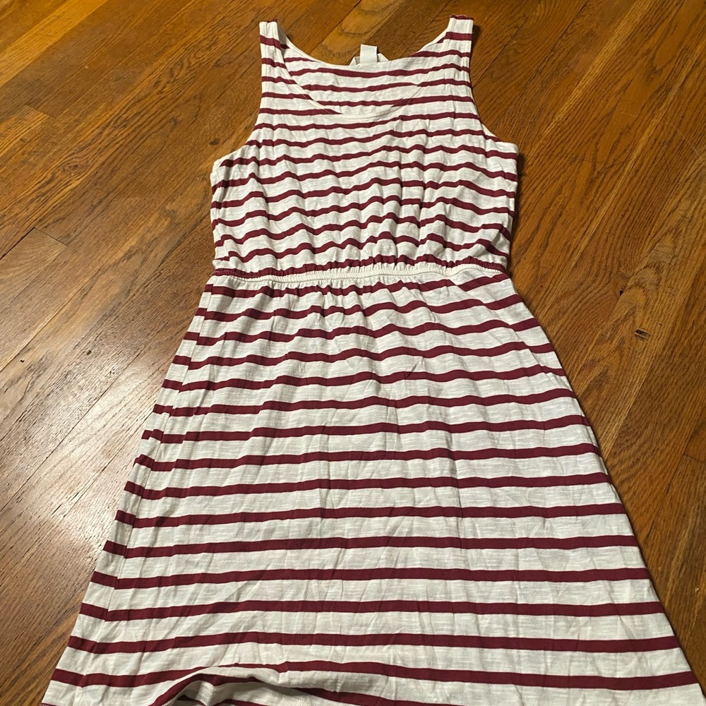 H&M Striped Sleeveless Tank Dress – Red & White Casual Summer Dress – Size Small - Picture 4 of 8